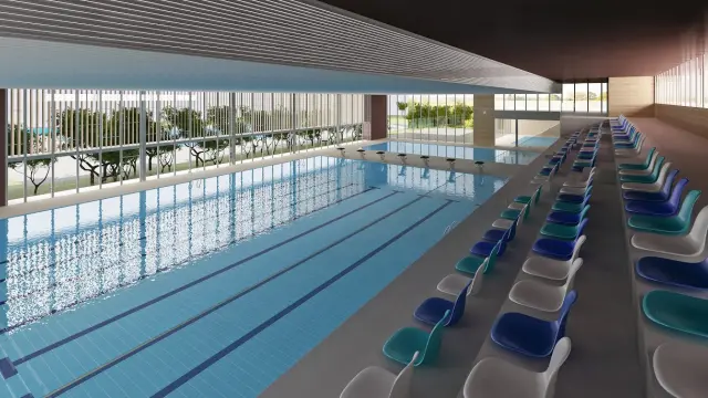 Recreación infográfica de la nueva piscina cubierta proyectada en Los Planos.