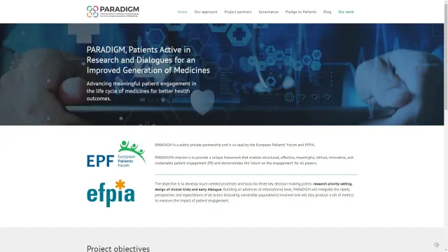 La web del proyecto europeo Paradigm, en el que participa el IACS.