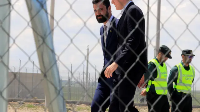 Roger Torrent, presidente de la Generalitat, a su salida de la cárcel de Estremera.