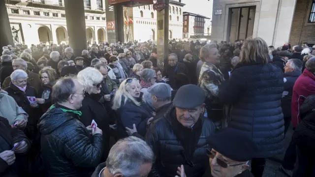 Protesta de jubilados en defensa del sistema público de pensiones en enero en Zaragoza