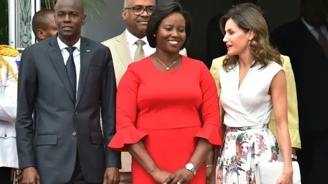 La reina Letizia con el presidente de Haití y su esposa, este miércoles