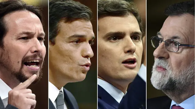 Pablo Iglesias, Pedro Sánchez, Albert Rivera y Mariano Rajoy