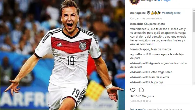 El alemán Mario Gotze celebra el gol que convirtió a Alemania en campeona del mundo frente a Argentina en Brasil 2014.
