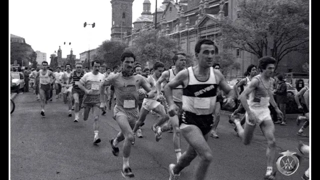 Víctor Barón, en una media maratón de 1985