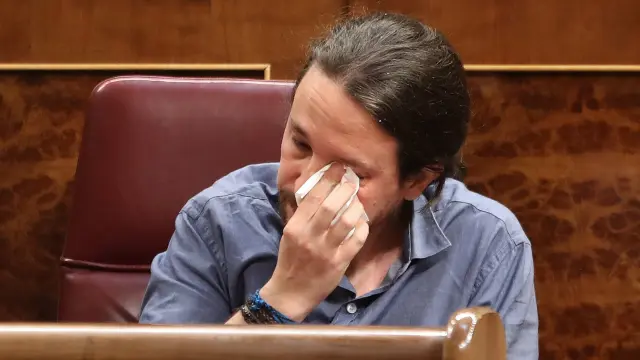El líder de Podemos, Pablo Iglesias, ha llorado emocionado tras su intervención
