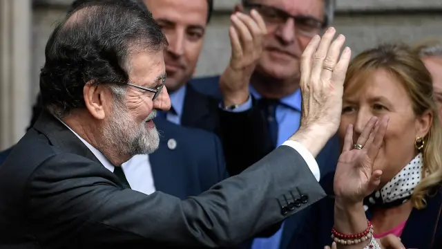 Mariano Rajoy, en el momento de abandonar el Congreso después de la votación de la moción de censura.