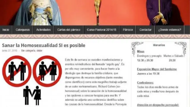 Captura de pantalla del blog con consejos para "sanar" la homosexualidad de la parroquia sevillana
