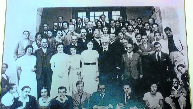En Jaca, 1932. Unamuno con sus alumnos de los Cursos de Verano.