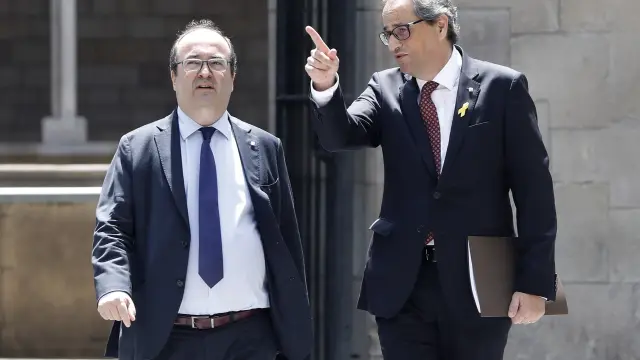 El presidente catalán Quim Torra y Miquel Iceta, en la ronda de contactos iniciada este viernes por Torra.