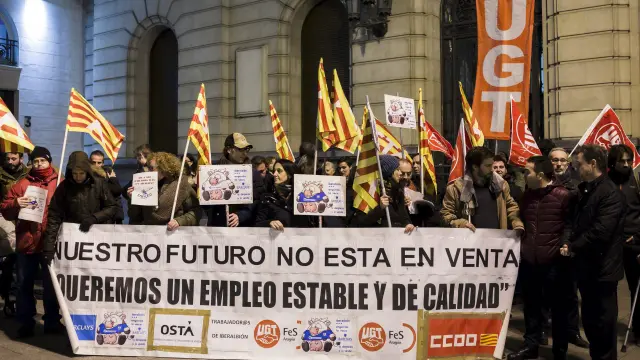 Trabajadores de Iberalbión en una concentración en Plaza de España hace dos años en defensa del empleo