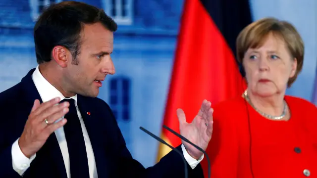 Emmanuel Macron y Angela Merkel, en su encuentro el Palacio de Meseberg.