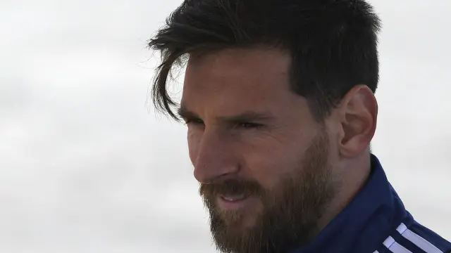 Leo Messi, durante un entrenamiento con la selección argentina en Moscú.