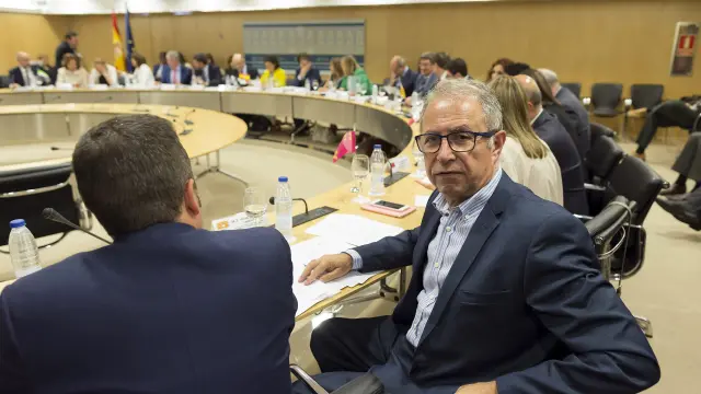 El consejero aragonés de Hacienda, Fernando Gimeno, en un Consejo de Política Fiscal y Financiera.