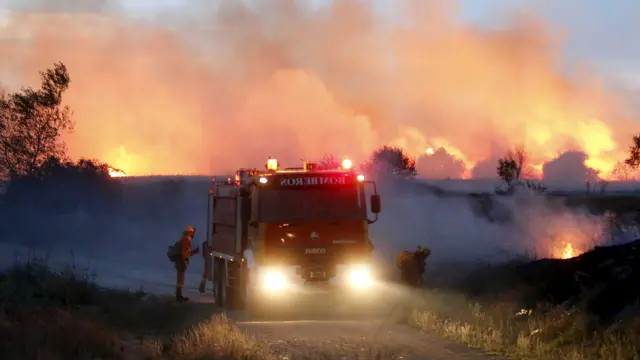 Incendio a las afueras de Huesca