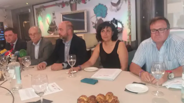 Los agentes sociales de Teruel, en la rueda de prensa..
