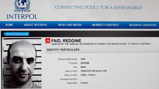 Ficha policial de Redoine Faïd.