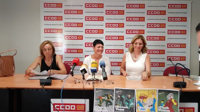 Marta Laiglesia, Brígida Domínguez y Carmina Ramos, esta mañana en rueda de prensa
