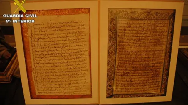 Los manuscritos de santa Teresa de Jesús recuperados por la Guardia Civil.