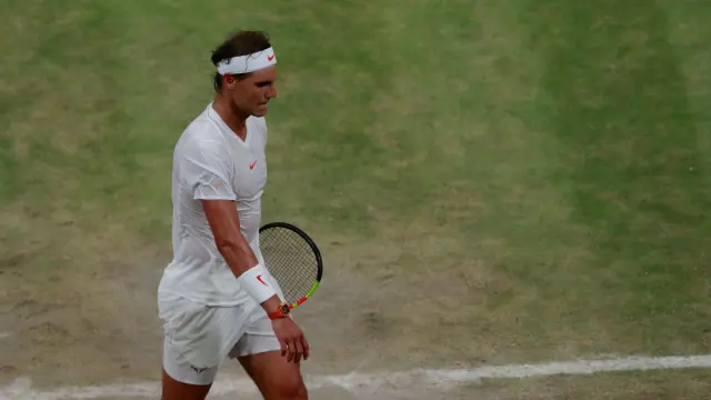 Reacción de Rafa Nadal durante el partido de semifinal contra Djokovic.