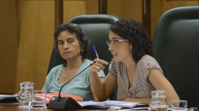 La vicealcaldesa Luisa Broto y la concejal Elena Giner, durante una comisión del área.