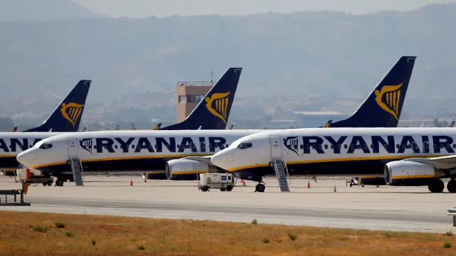 Aviones de la compañía Ryanair en el aeropuerto de Málaga.