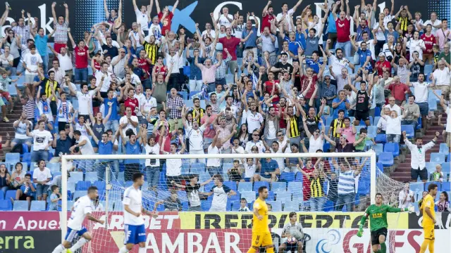 Uno de los 3 goles que marcó el Real Zaragoza al UCAM Murcia hace dos años, en el único estreno liguero en el último lustro saldado con victoria (3-1).