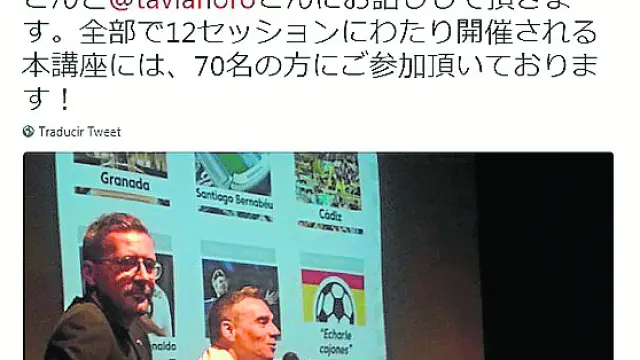 El tuit y las menciones del Instituto Cervantes de Japón.