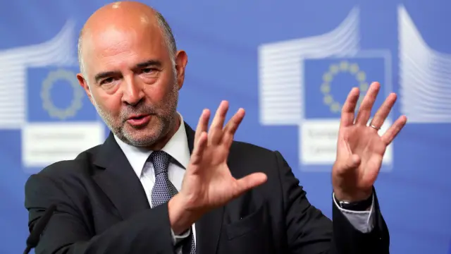 El comisario europeo de Asuntos Económicos, Pierre Moscovici, durante la rueda de prensa sobre la situación de Grecia en Bruselas.
