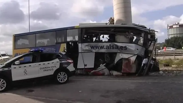Fallecen cinco personas y 16 resultan heridas en un brutal accidente de autobús en Avilés