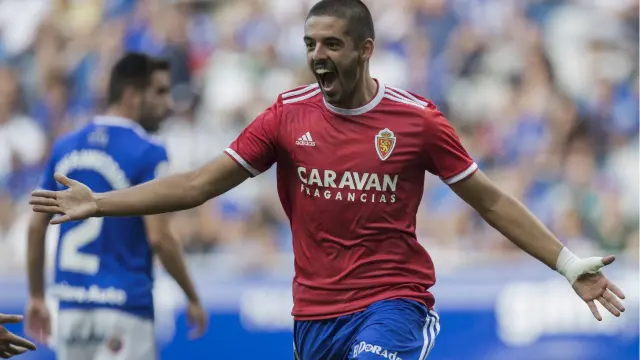Verdasca celebra su gol, el 0-2, en el Carlos Tartiere de Oviedo este sábado.