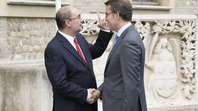 El presidente Lambán recibe a su homólogo gallego Alberto Núñez Feijóo