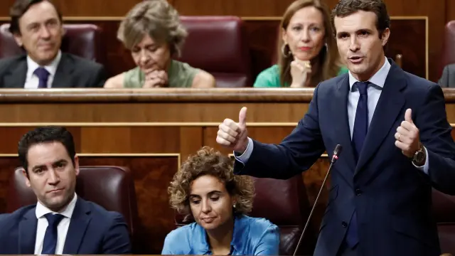 Pablo Casado, durante la sesión de control al Gobierno en el Congreso.