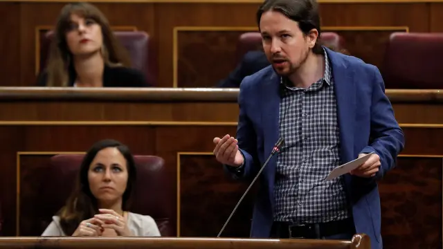 El secretario general de Podemos, Pablo Iglesias, en la sesión de control al Gobierno este miércoles.