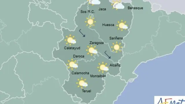 Predicción meteorológica en Aragón para este viernes.