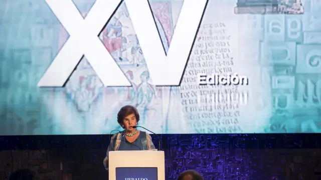 La presidenta editora de HERALDO, Pilar de Yarza, durante su discurso en la entrega de los Premios HERALDO y HENNEO