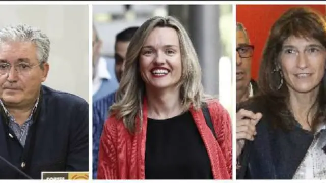Los tres candidatos del PSOE a la alcaldía de Zaragoza: García Madrigal, Alegría y Dueso.