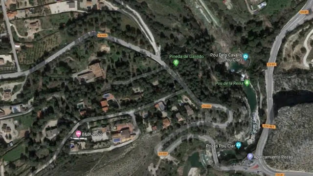 Zona aproximada en la que se produjo el fallecimiento del ciclista, en el término municipal de Onteniente.