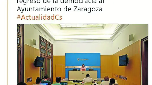 El tuit de Ciudadanos Zaragoza sobre el acto.