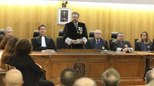 Santiago Serena, durante su discurso en el acto de apertura del año judicial en Huesca