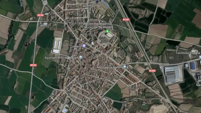 La localidad de Mallén desde Google Maps.