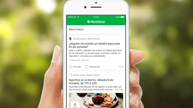 Aspecto de Nextdoor, una app para pedir prestada una llave inglesa a tus vecinos del Arrabal o buscar una canguro en Las Fuentes