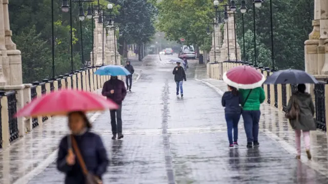 Las calles de Teruel se llenaron esta tarde de paraguas