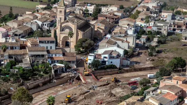 Sant Llorenç de Cadasar (Mallorca) después de las inundaciones.