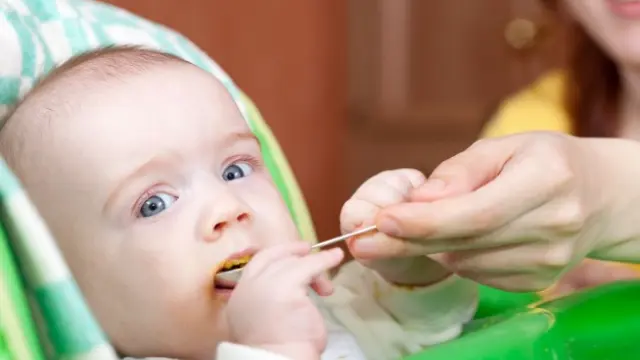 A partir de los seis meses, los bebés pueden empezar a tomar alimentos blandos y papillas.