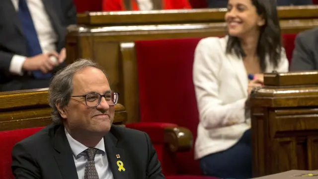 El presidente de la Generalitat, Quim Torra, durante la sesión de control del Parlament de este miércoles.