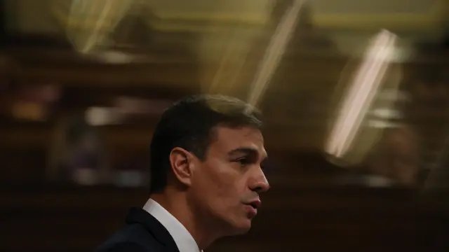 Pedro Sánchez durante su comparecencia en el Congreso de los Diputados.