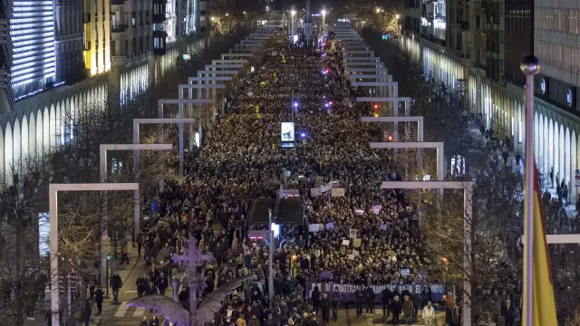La manifestación feminista del pasado mes de marzo en Zaragoza.