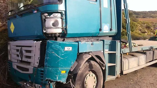 Uno de los camiones accidentados en Sofuentes