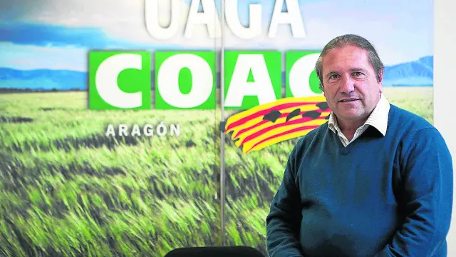 José Manuel Penella, en la sede de Zaragoza de la Unión de Agricultores y Ganaderos de Aragón.