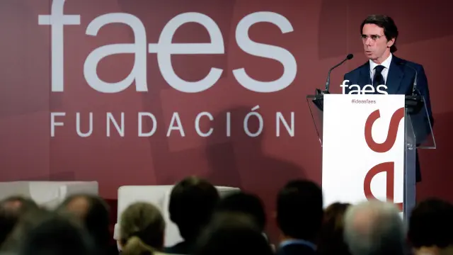 Aznar durante su intervención en la clausura del III Foro #IDEASFAES.